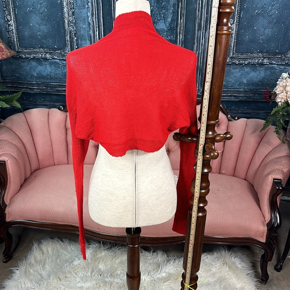 Red silky knit shrug - Picture 5 of 8